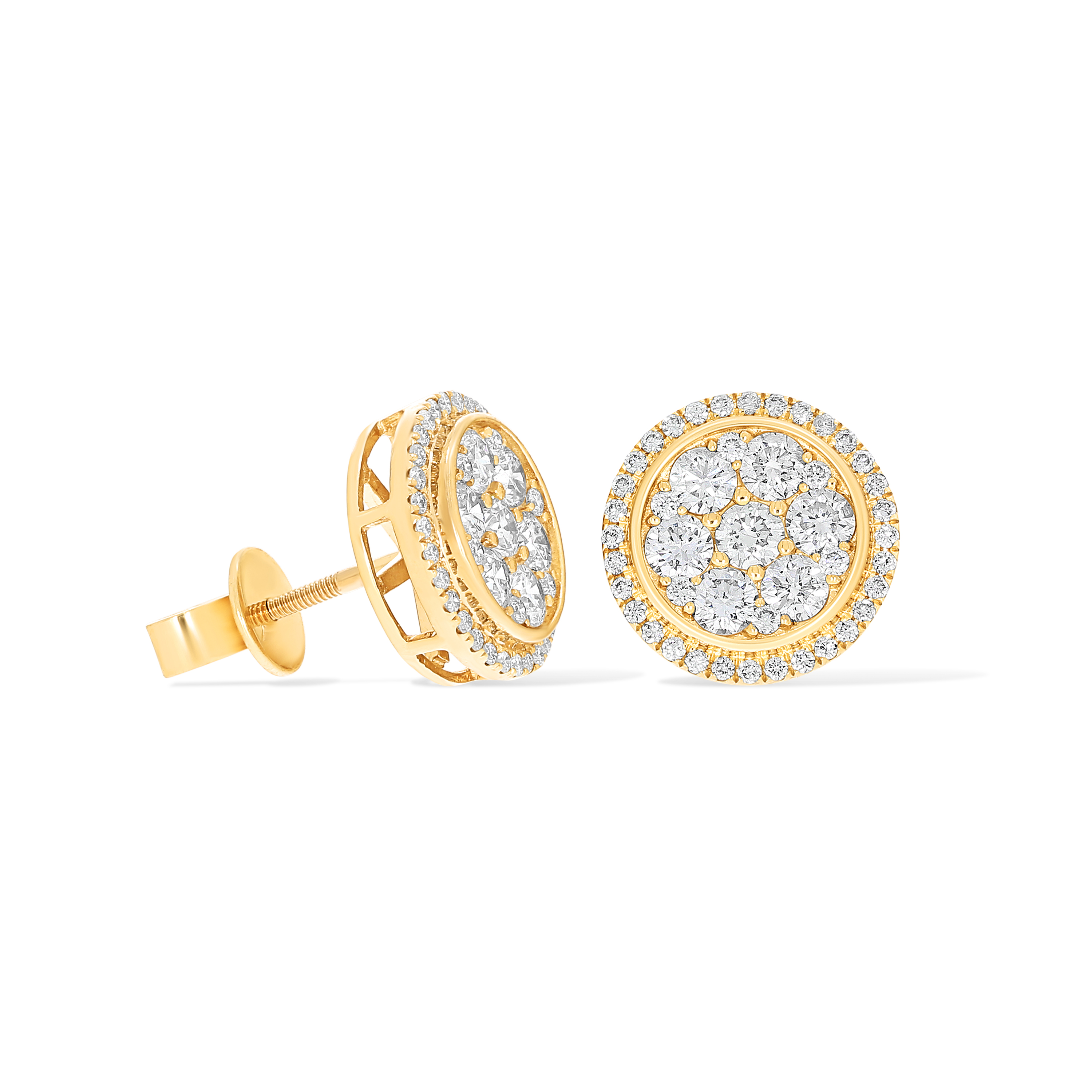 Diamond Circle Earrings 1.50 ct. 14k Yellow Gold